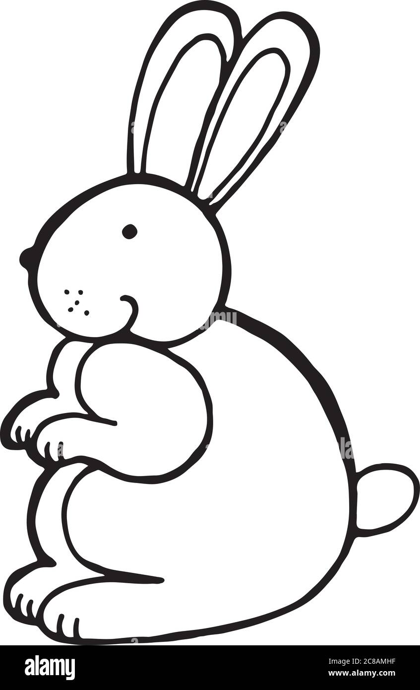 Forest animal rabbit doodle cartoon simple illustration. kids dr Stock  Vector Image & Art - Alamy