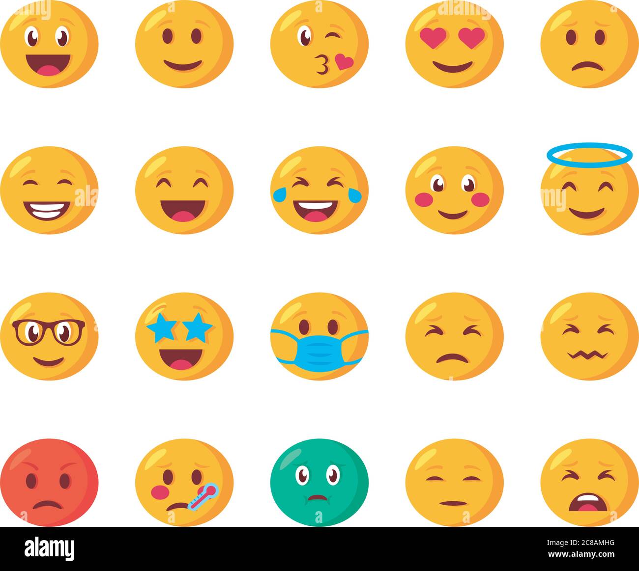 bundle of emojis faces set icons vector illustration design Stock