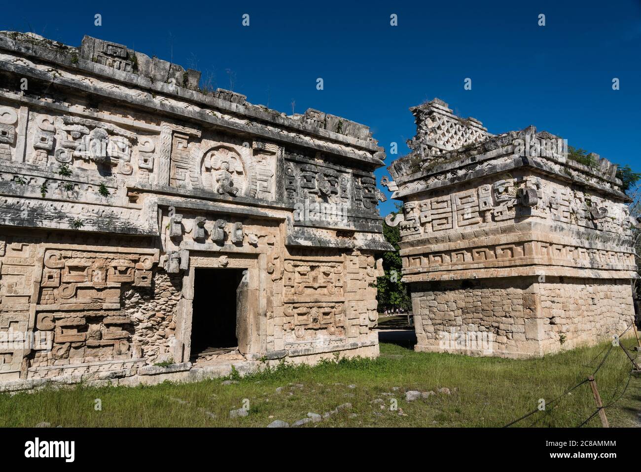The Nunnery Complex in the ruins of the great Mayan city of Chichen Itza, Yucatan, Mexico.  The Pre-Hispanic City of Chichen-Itza is a UNESCO World He Stock Photo