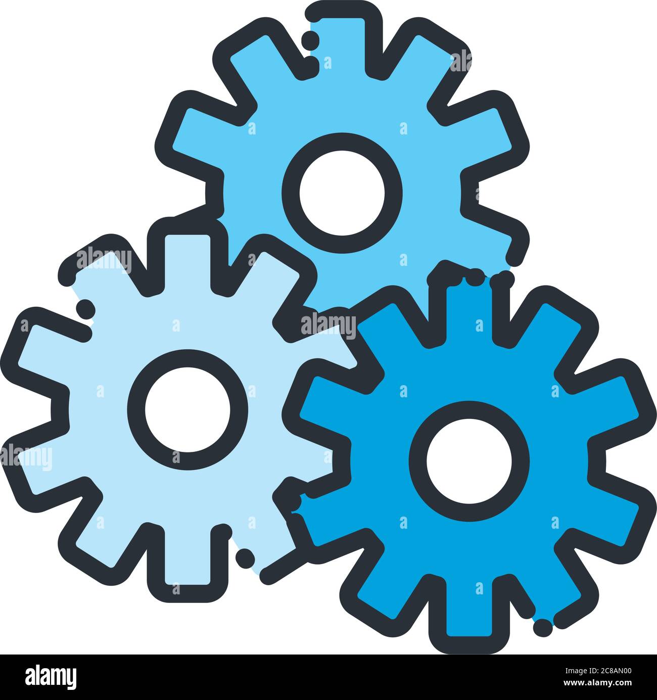 Gears line and fill style icon design, construction work repair machine ...