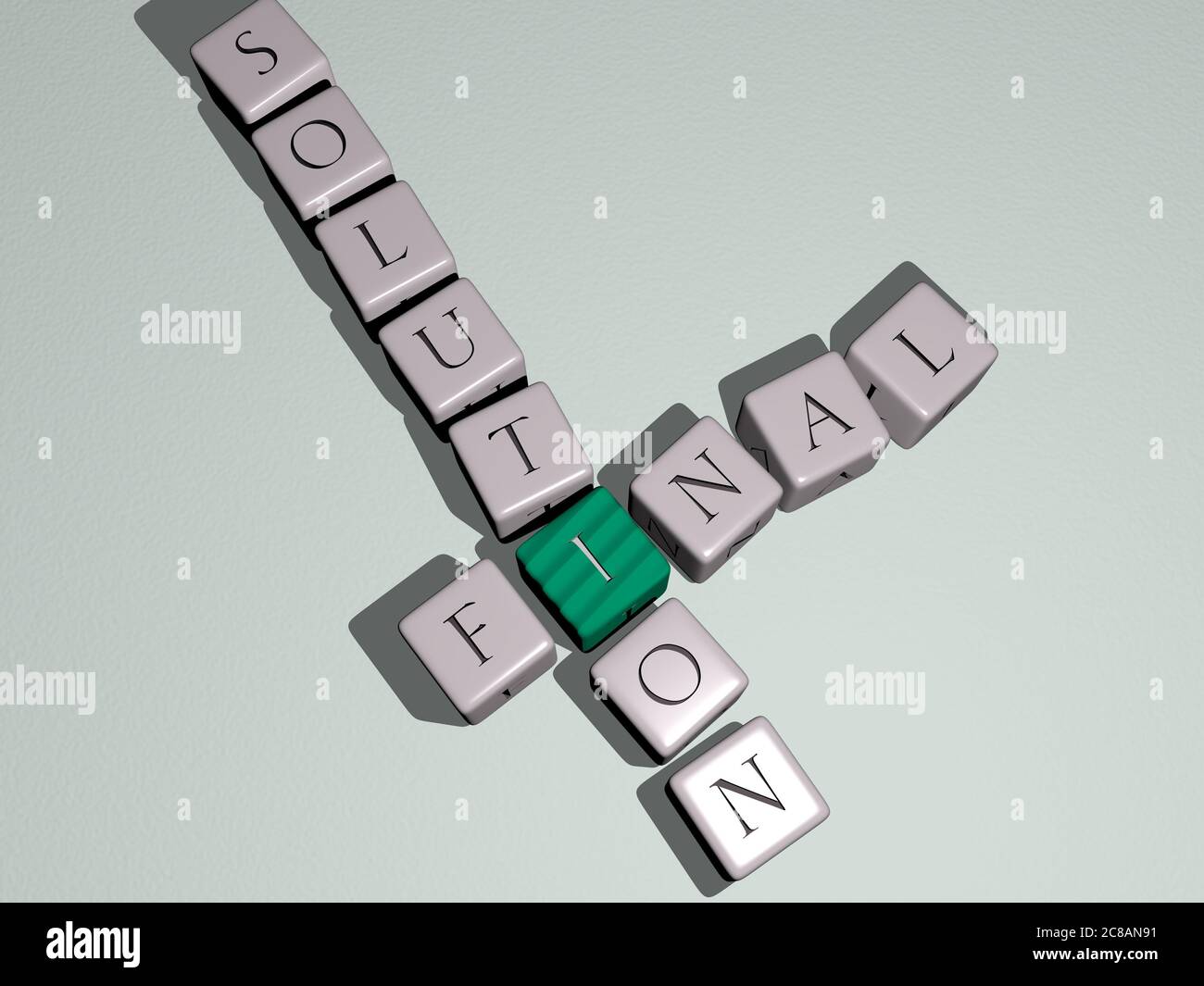 combination of final solution built by cubic letters from the top perspective, excellent for the concept presentation. editorial and illustration. 3D illustration Stock Photo