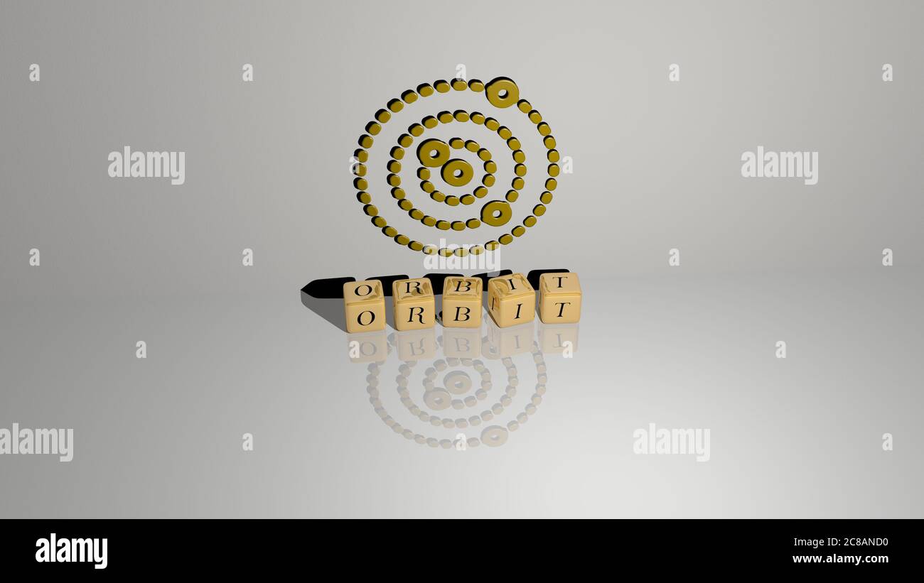 3D representation of orbit with icon on the wall and text arranged by ...