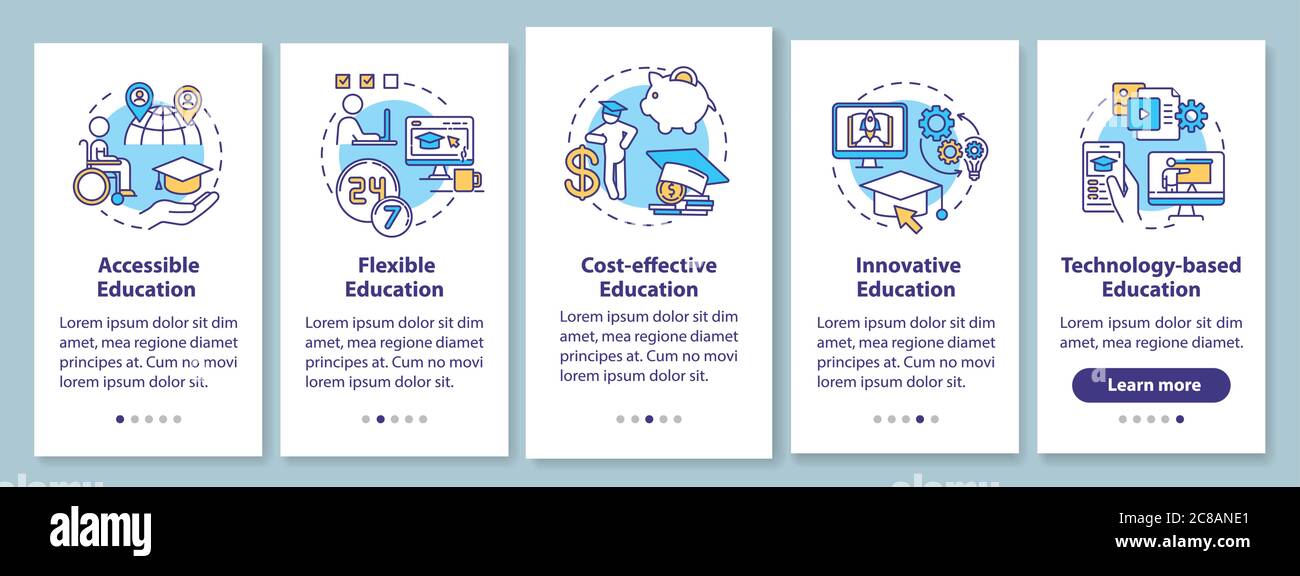 Distance learning pros onboarding mobile app page screen with concepts ...