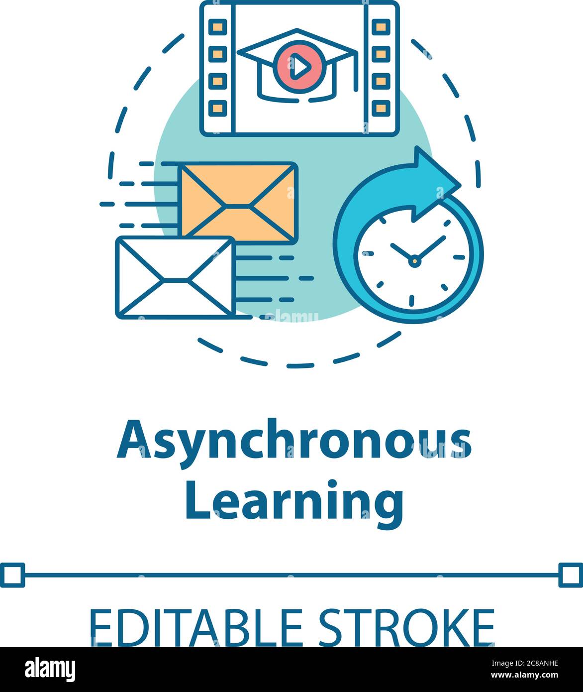Asynchronous learning concept icon. Location independent studies ...