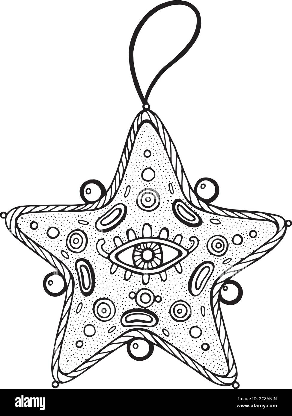 Christmas decoration for christmas tree star. Doodle illustration for