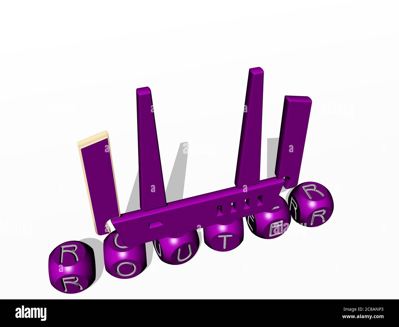 3D graphical image of router vertically along with text built by ...