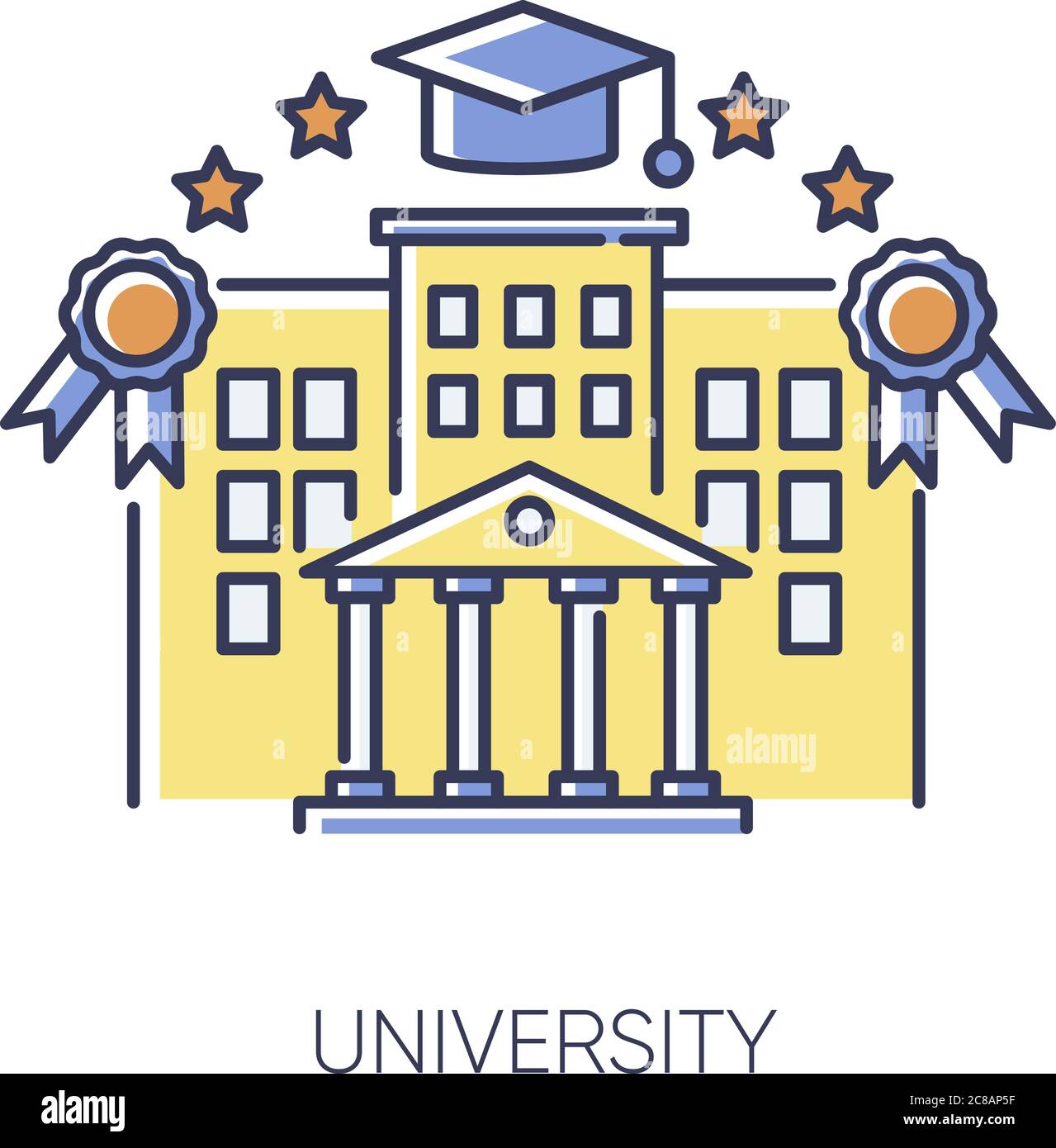 University RGB color icon. Higher education, student lifestyle 