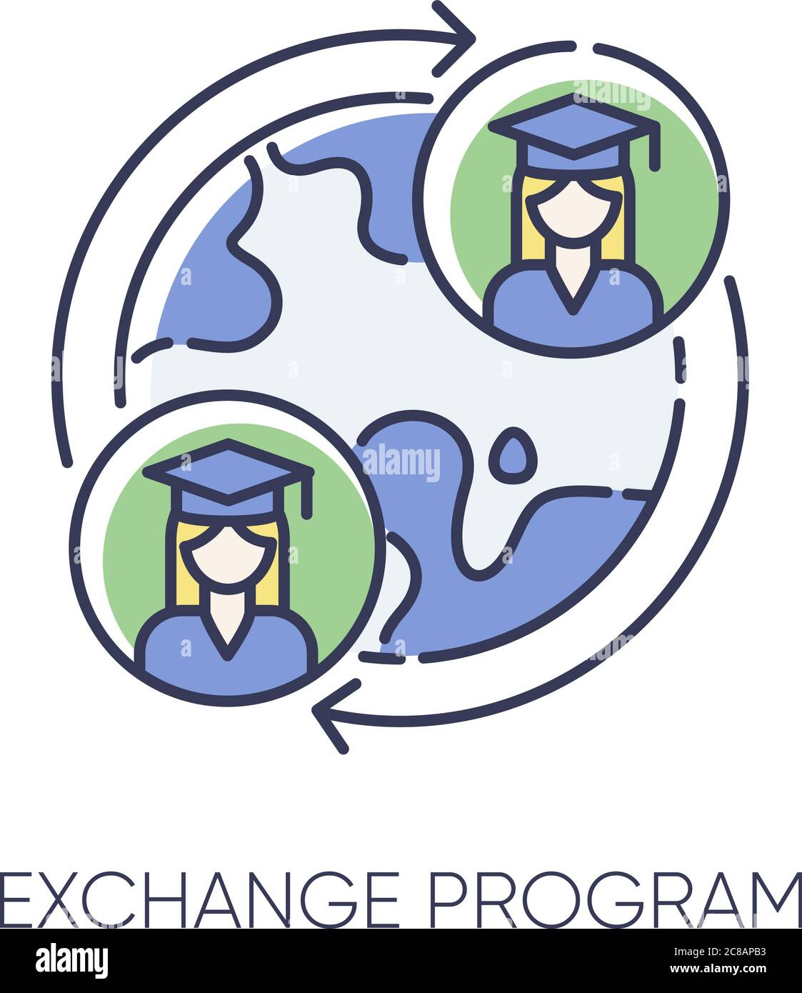 Exchange program RGB color icon. International students swap ...