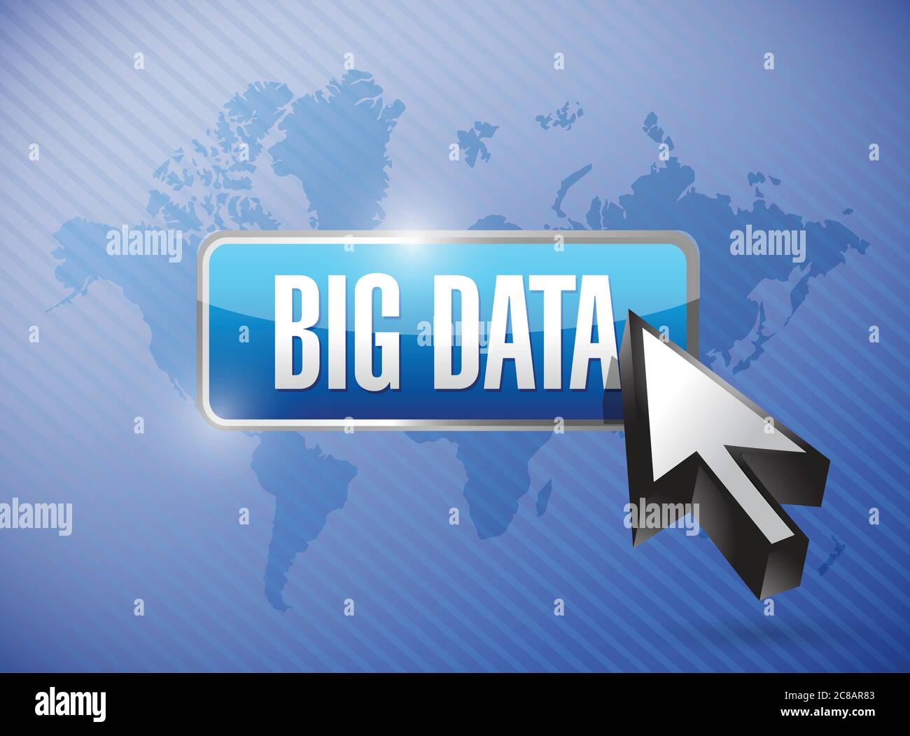 Big data button illustration design over a world map background Stock Vector