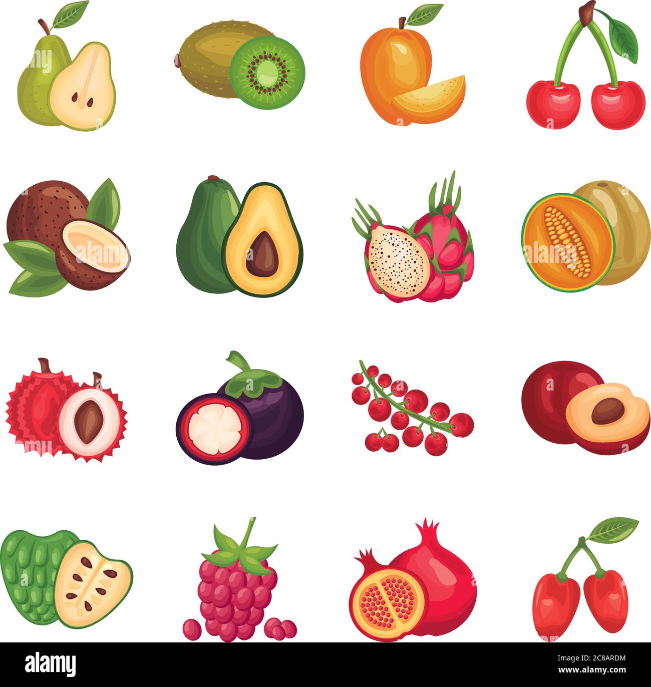 Bundle fruits vegetables icons hi-res stock photography and images - Alamy