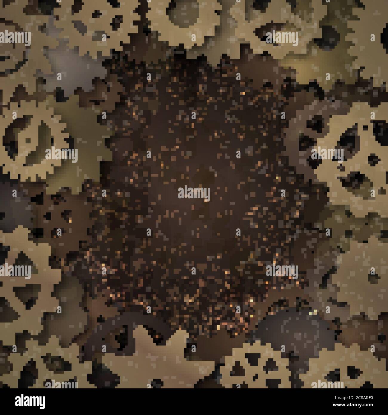 Vector steampunk frame with metallic gears on grunge background. Stock Vector