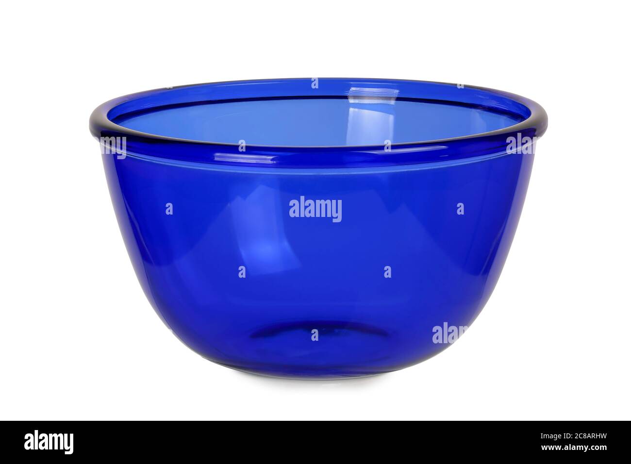 empty blue glass bowl isolated on white Stock Photo