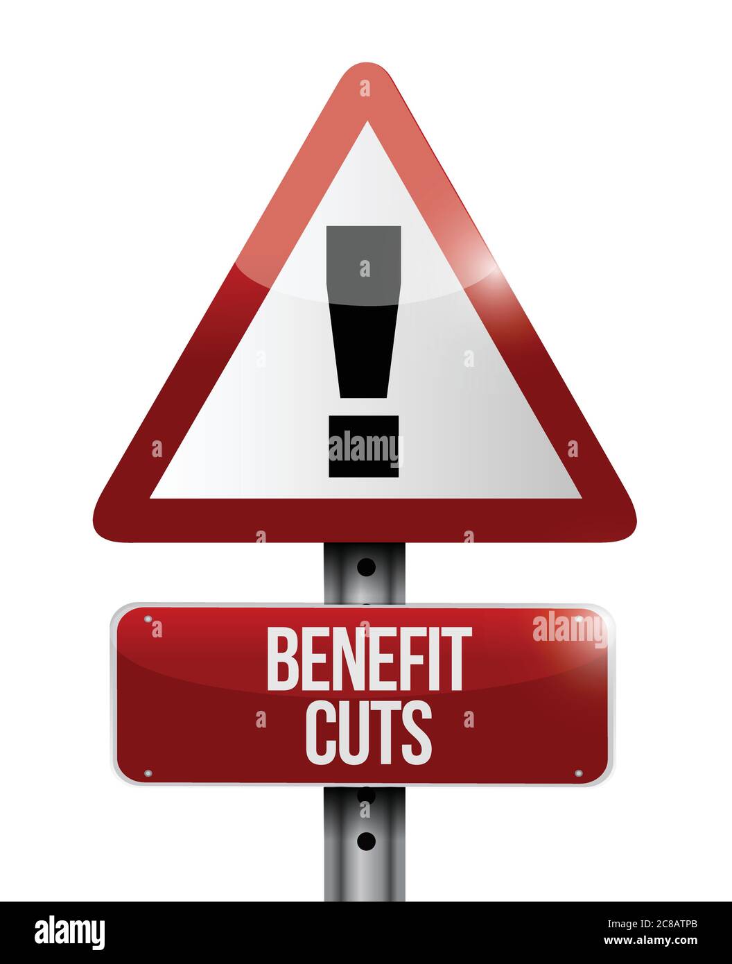 Benefit cuts warning road sign illustration design over a white background Stock Vector