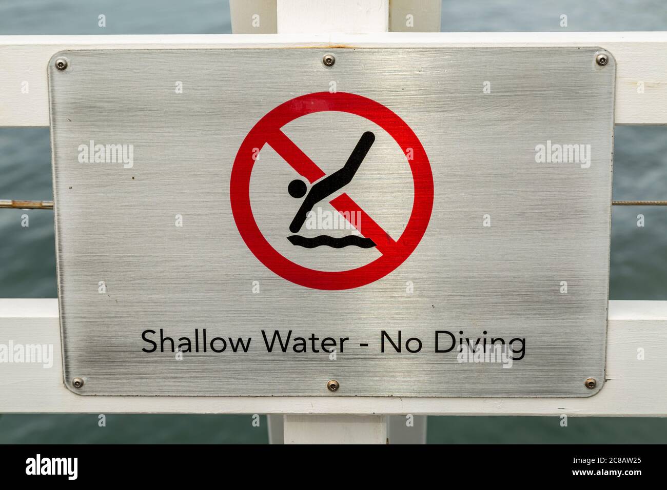 Shallow water - no diving sign Stock Photo