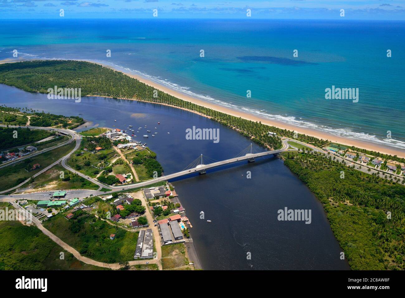 Paiva beach, highlighting the bridge architect Wilson Campos Junior, near Recife, Pernambuco, Brazil Stock Photo