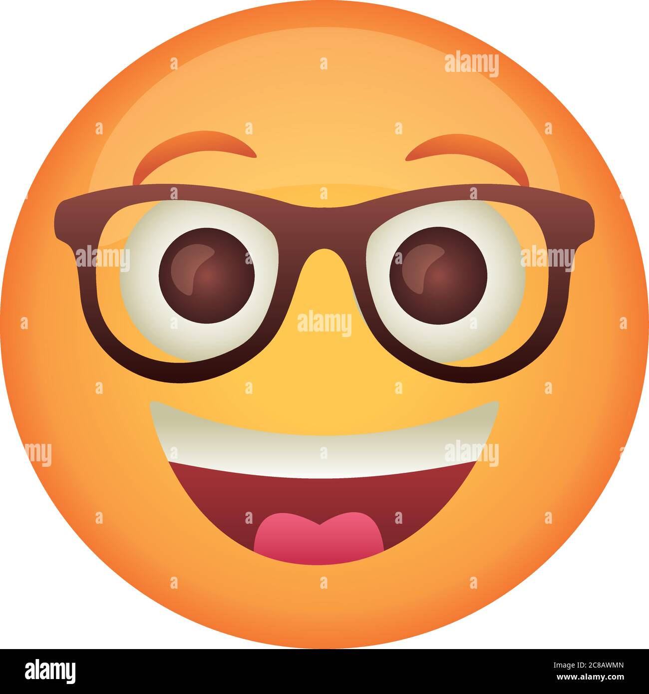 emoji face laughing with eyeglasses flat style icon vector illustration
