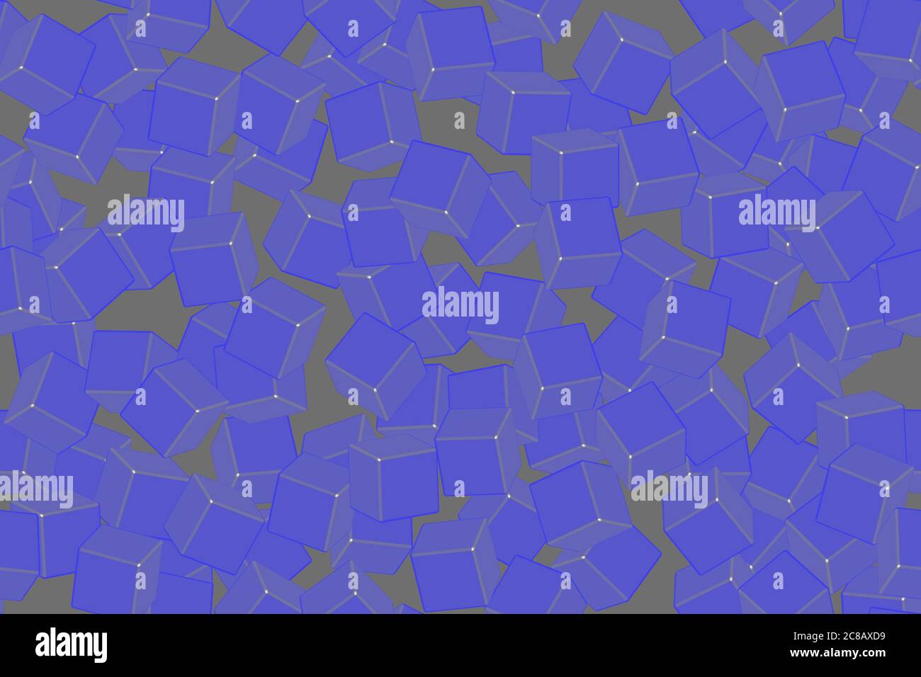 Blue Cubes Seamless Pattern on Gray Background Stock Vector