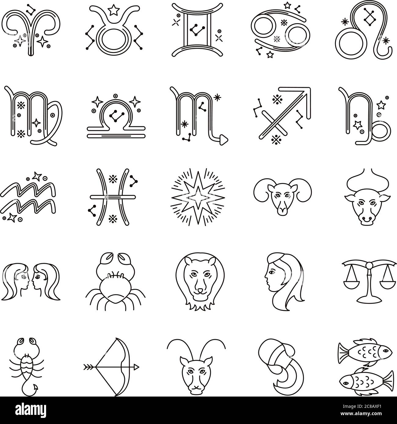 bundle of zodiac signs and symbols vector illustration design Stock