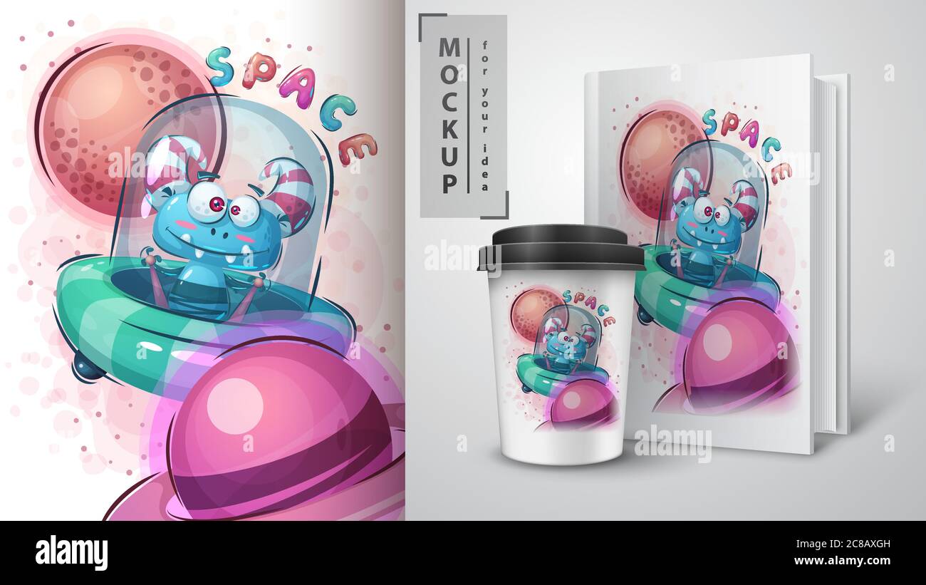 Cute alien poster and merchandising Stock Vector Image & Art - Alamy
