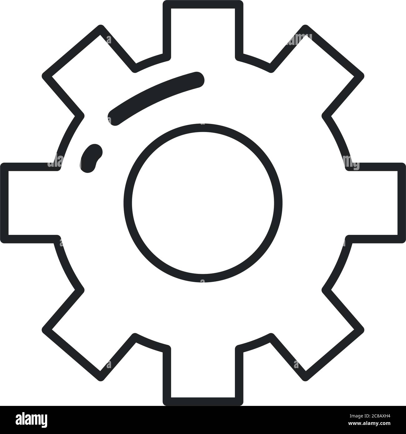 Gear line style icon design, construction work repair machine part ...