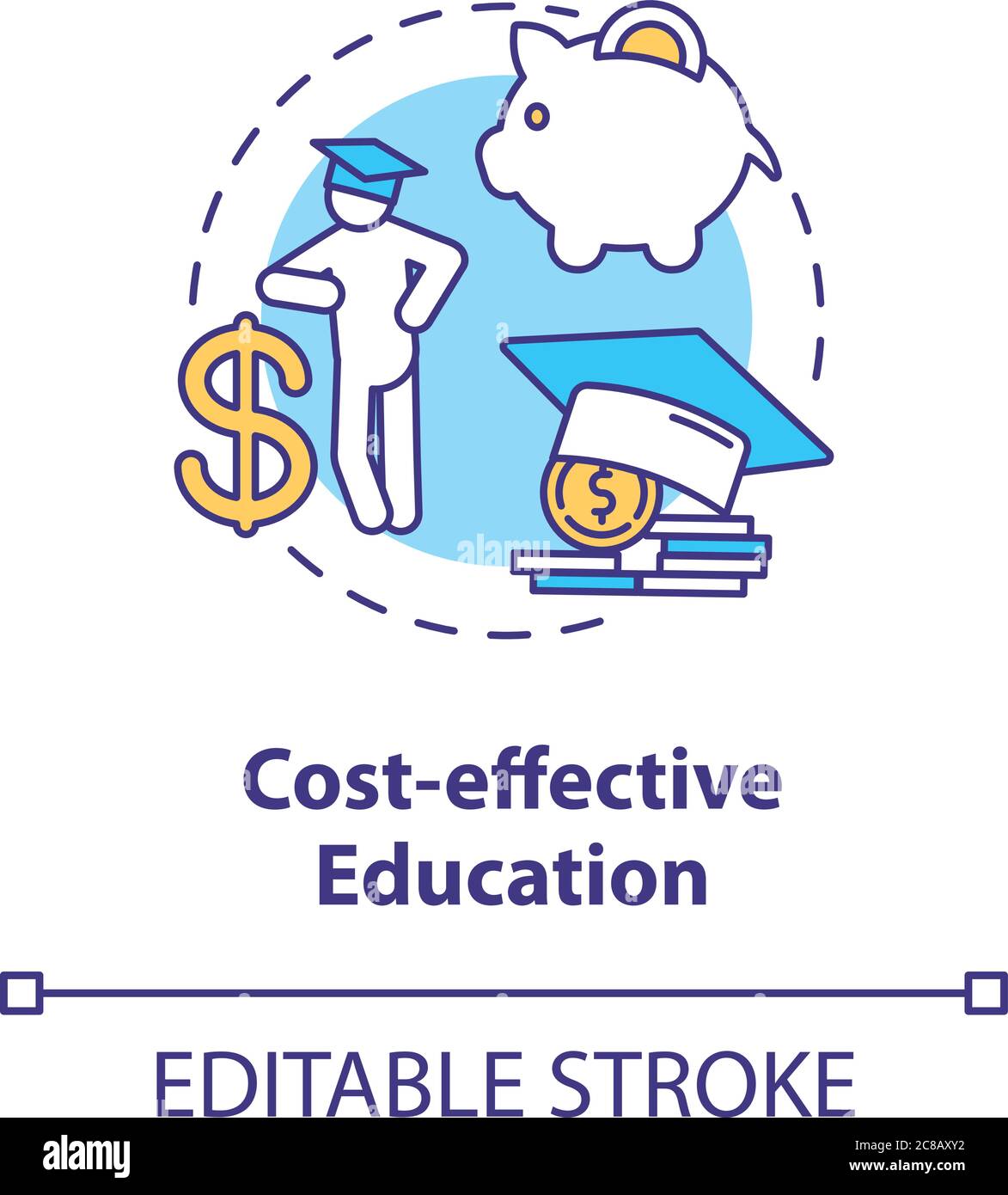Cost effective education concept icon. Distance learning. Educational