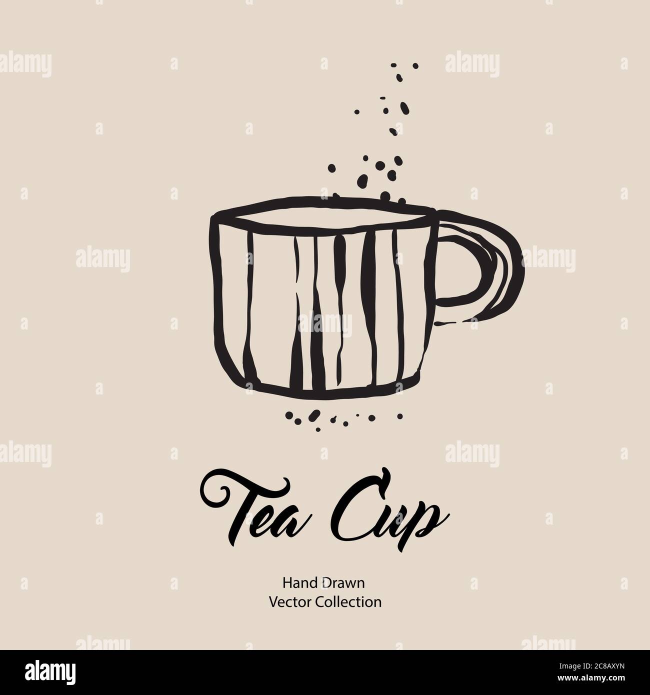 Tea cup hand drawn vector illustration in old style. Vector line ...