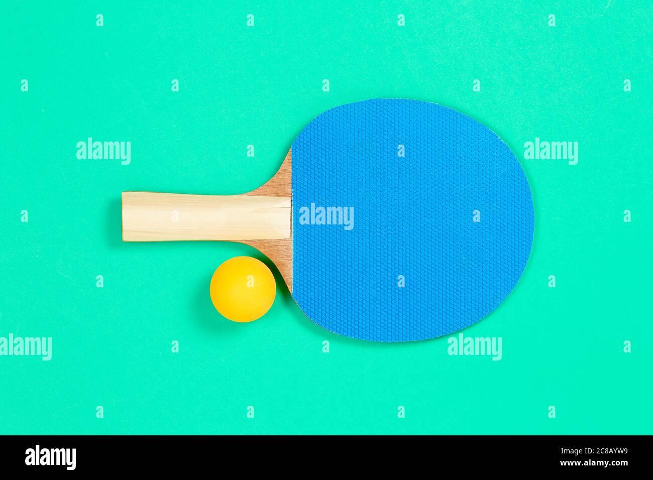 top view of ping pong racket on green surface Stock Photo Alamy