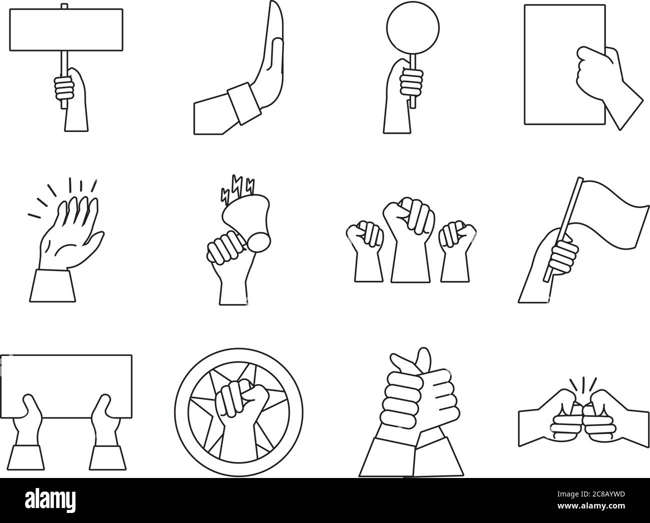 bundle of hands protest set icons vector illustration design Stock ...