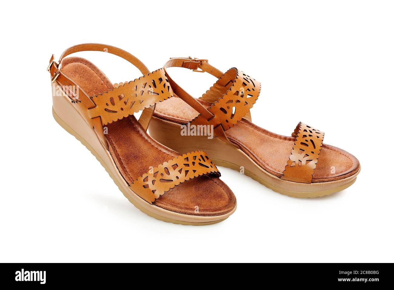 Brown leather sandals hi-res stock 