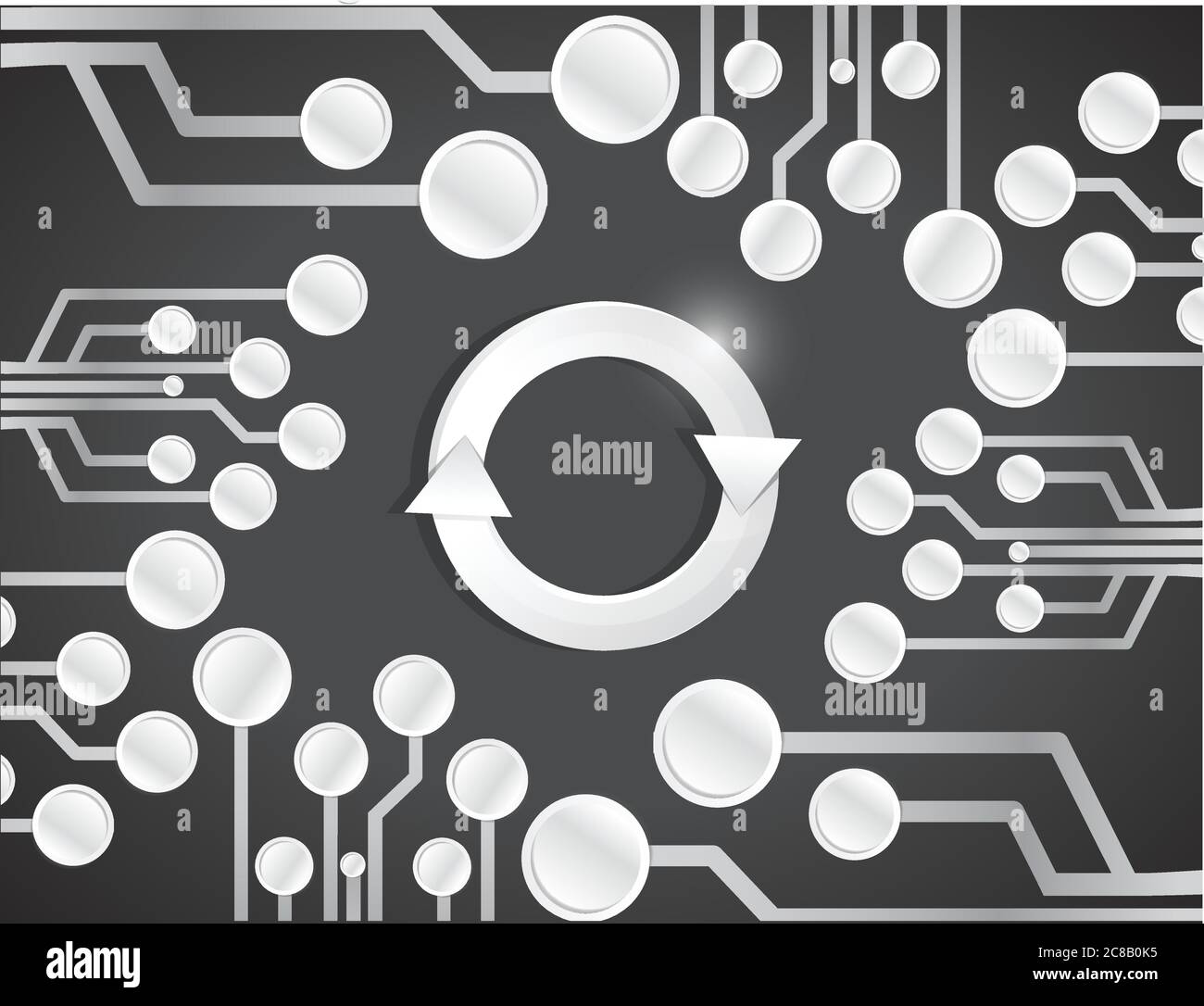 Circuit board cycle illustration design over a black background Stock Vector