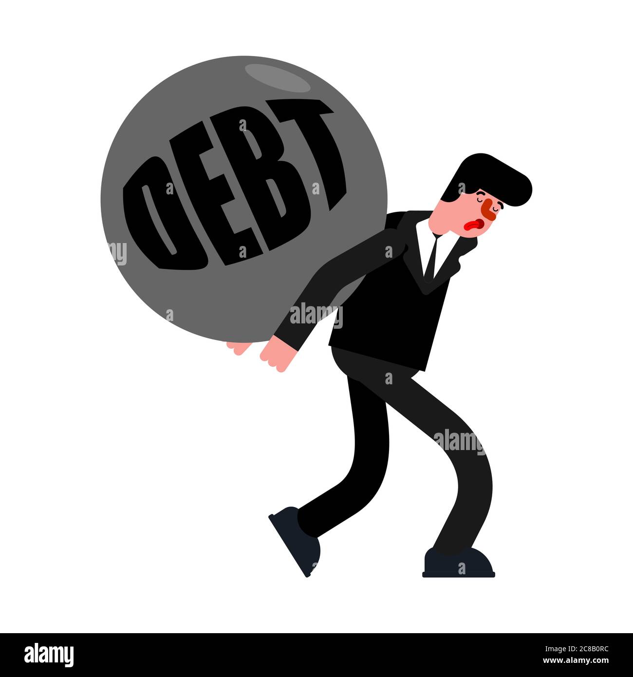 Man carry debt. Tired of paying off debt. Hard life concept Stock ...