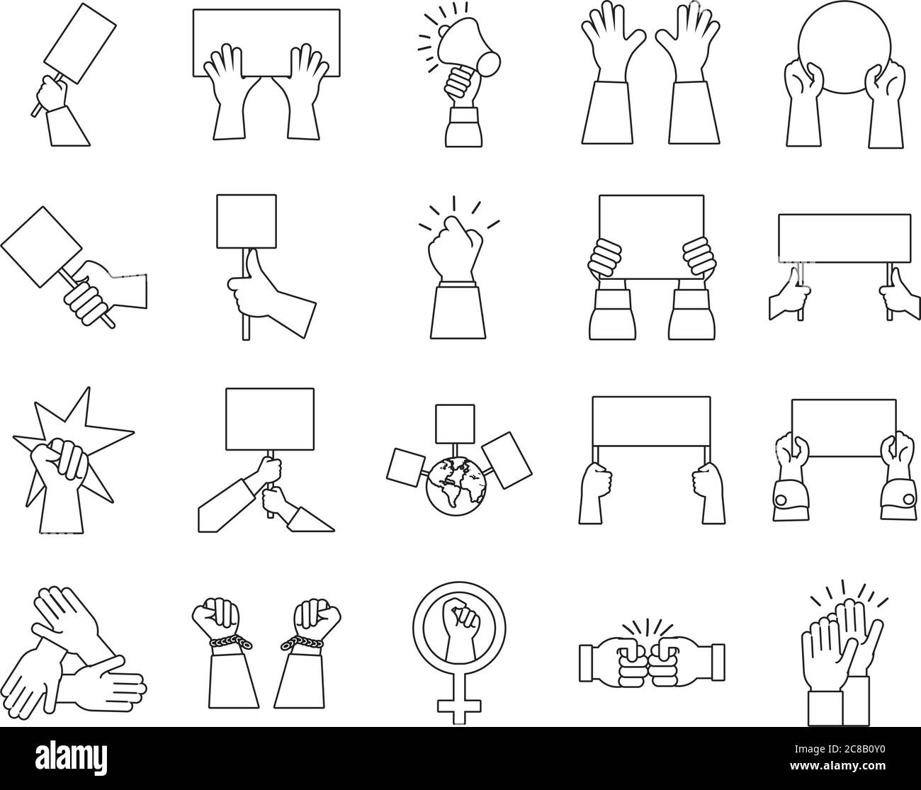 Crowd protest placard walking holding Black and White Stock Photos ...