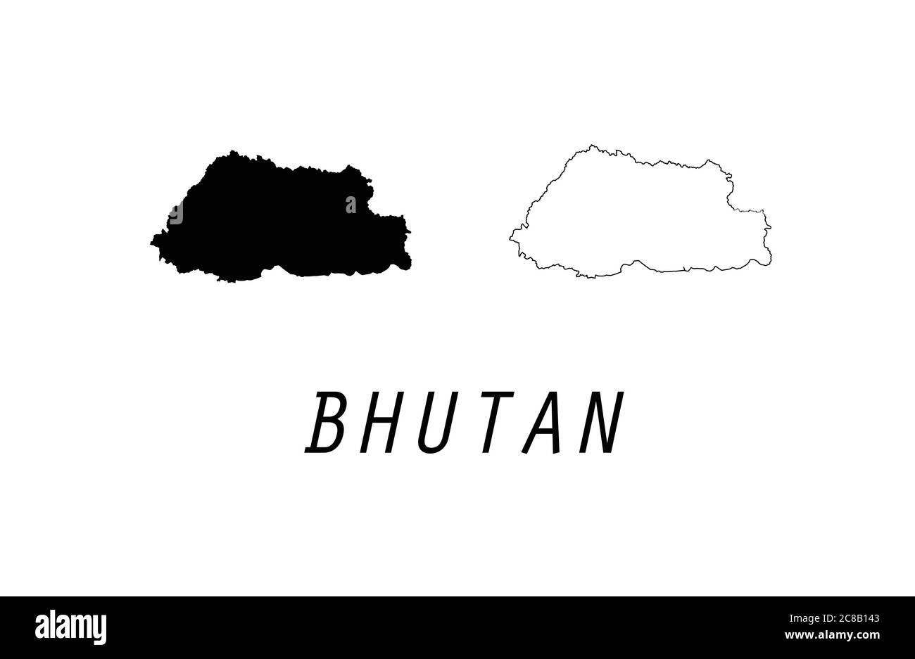 Bhutan map outline vector illustration Stock Vector
