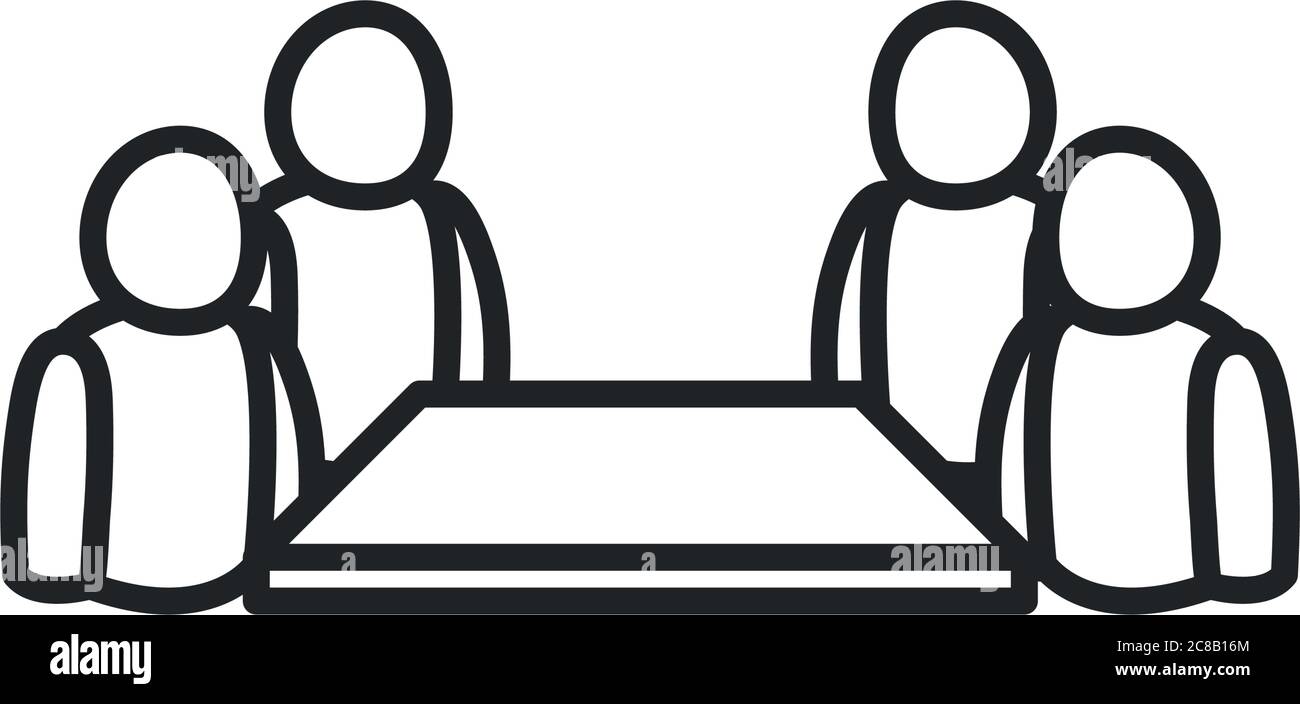 Avatars at table line style icon design of Person profile social ...