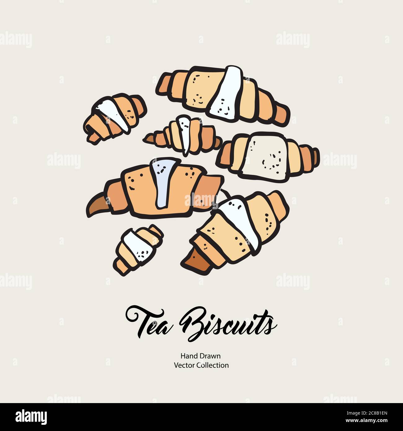 Croissants isolated hand drawn vector line illustration in old style ...