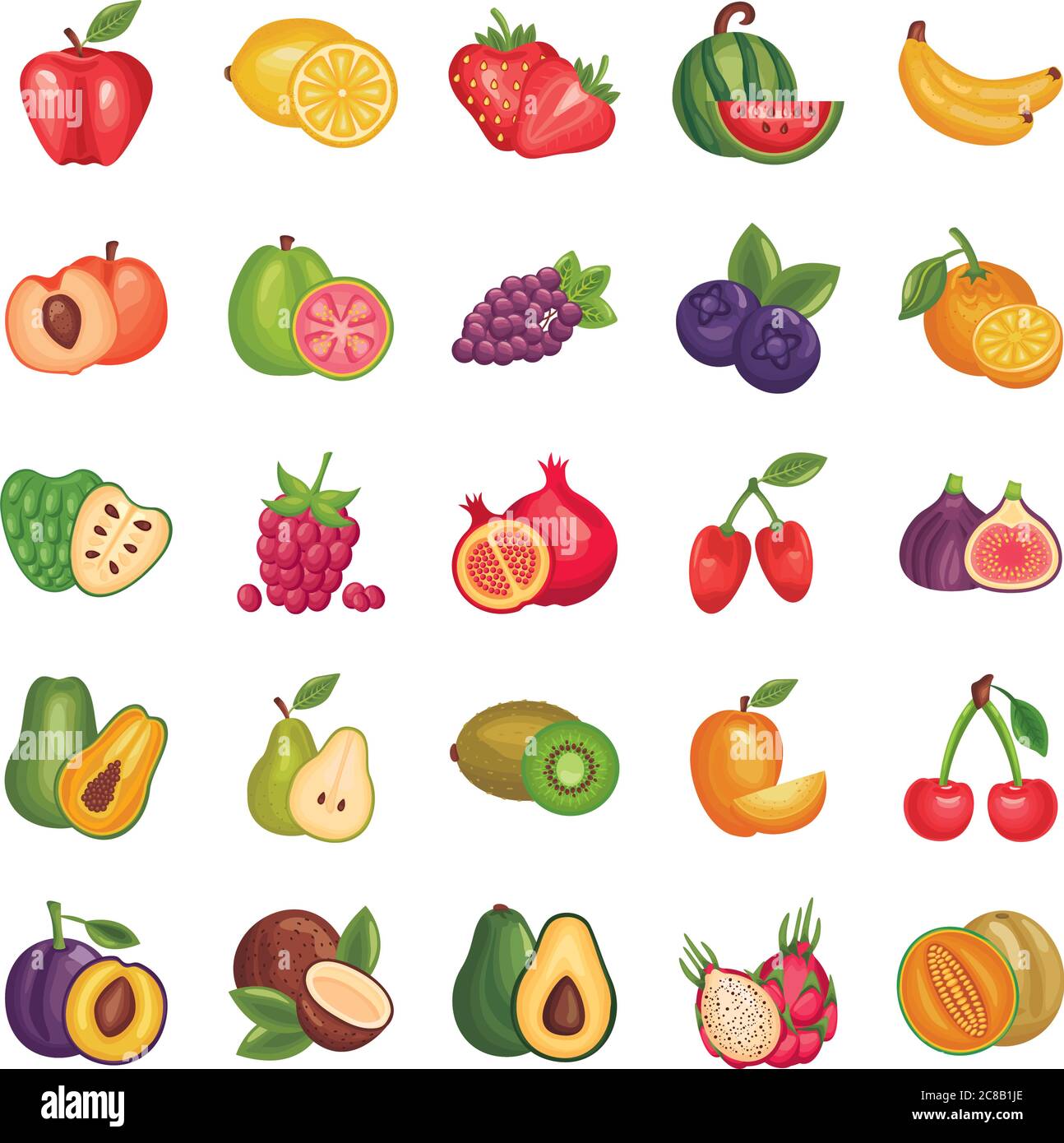 bundle of fresh fruits set icons vector illustration design Stock ...