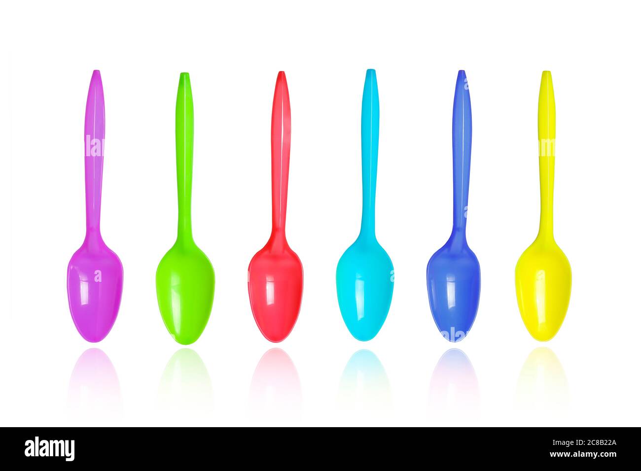 colorful plastic spoons isolated on white Stock Photo Alamy