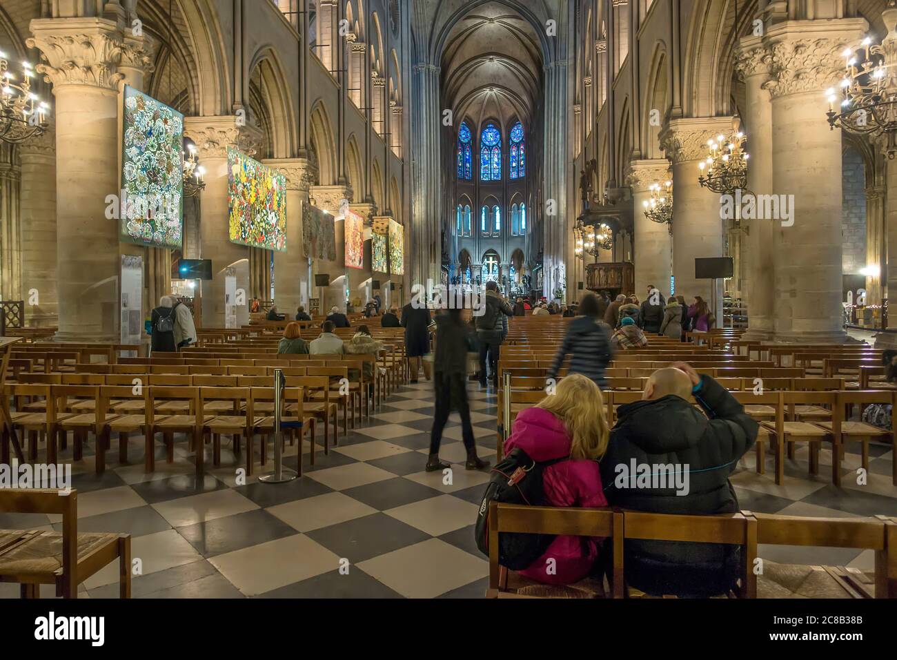 Notre Dame Cathedral, Paris France, January 2016 Stock Photo