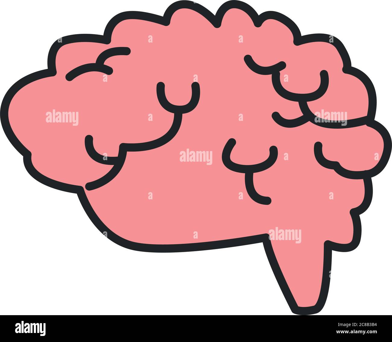 Human brain line and fill style icon design, Mental health mind science ...