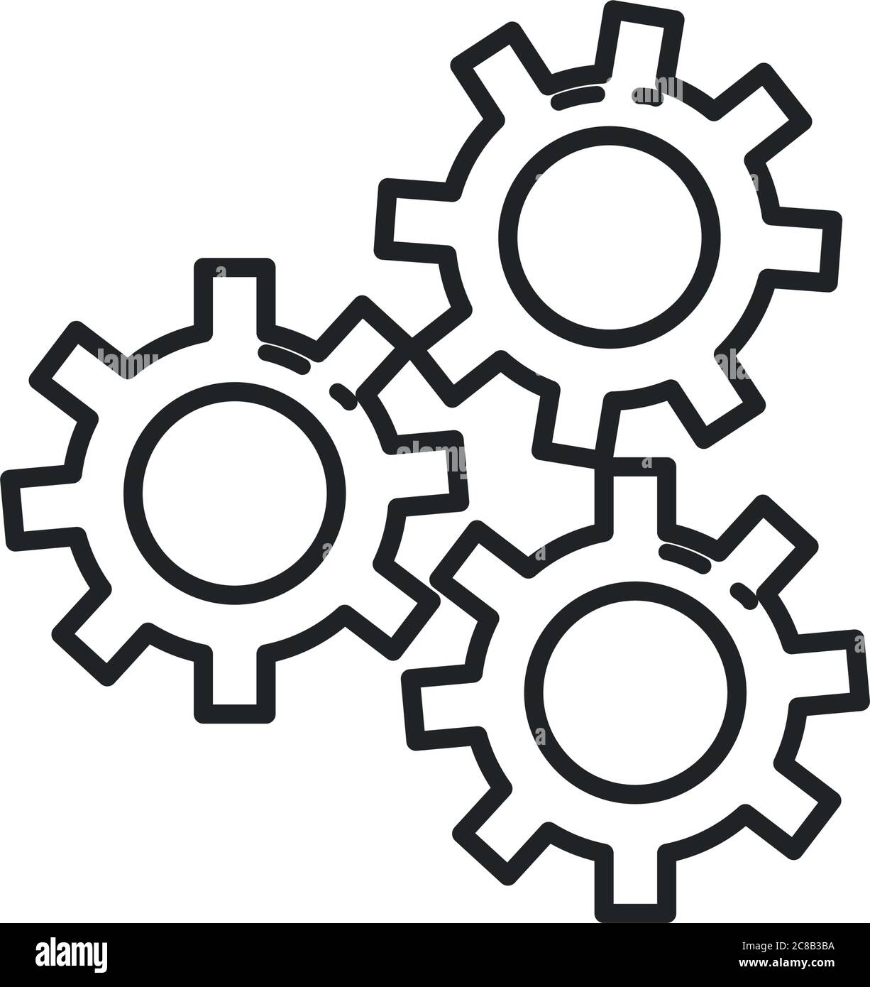 Gears line style icon design, construction work repair machine part ...