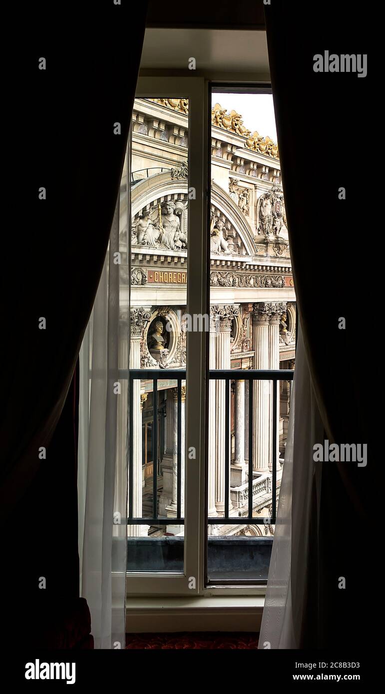 Palais Garnier or Opéra Garnier the Opera House, Paris, France viewed through window Stock Photo