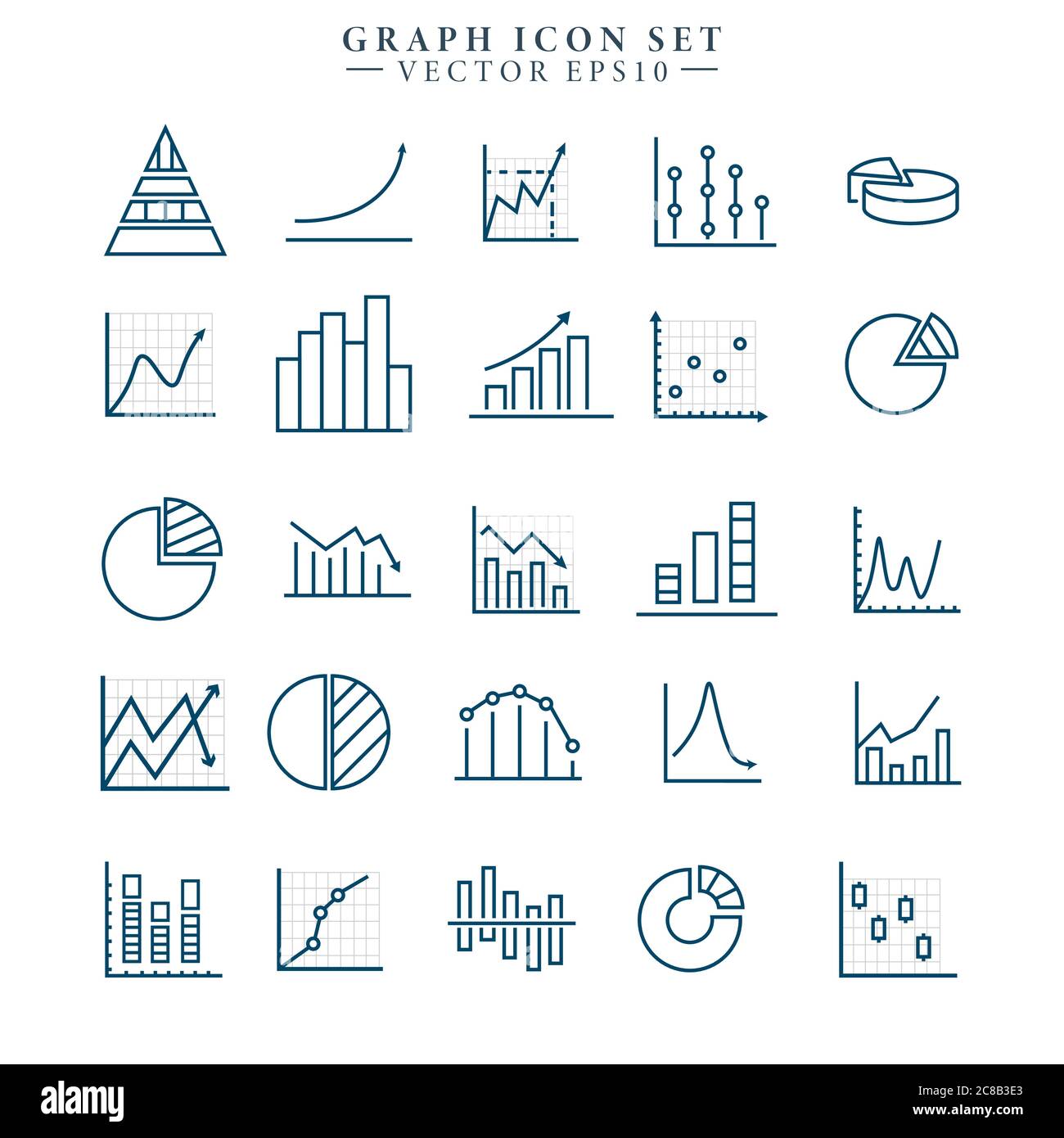 Graph line set icon. Charts and diagram collection. Isolated editable ...