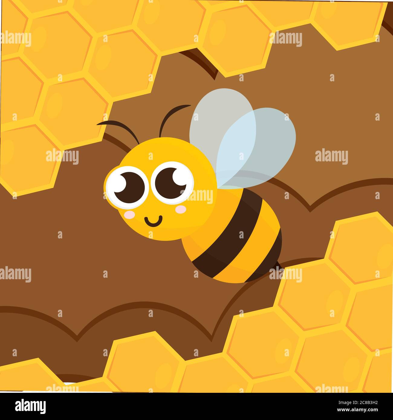 Cute bees on a honeycomb Stock Vector