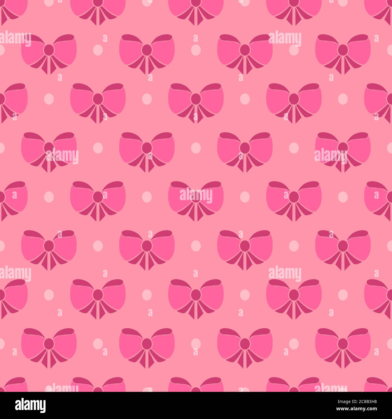 Vector seamless pattern with cute pink bows on white background