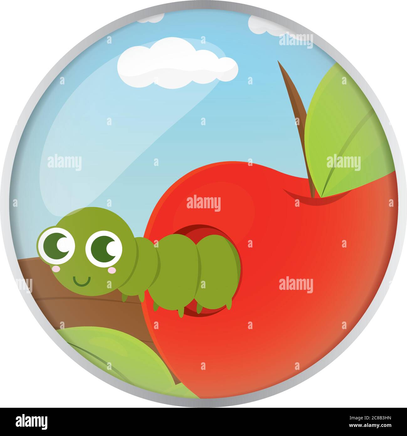 Cute worm in an apple Stock Vector Image & Art - Alamy