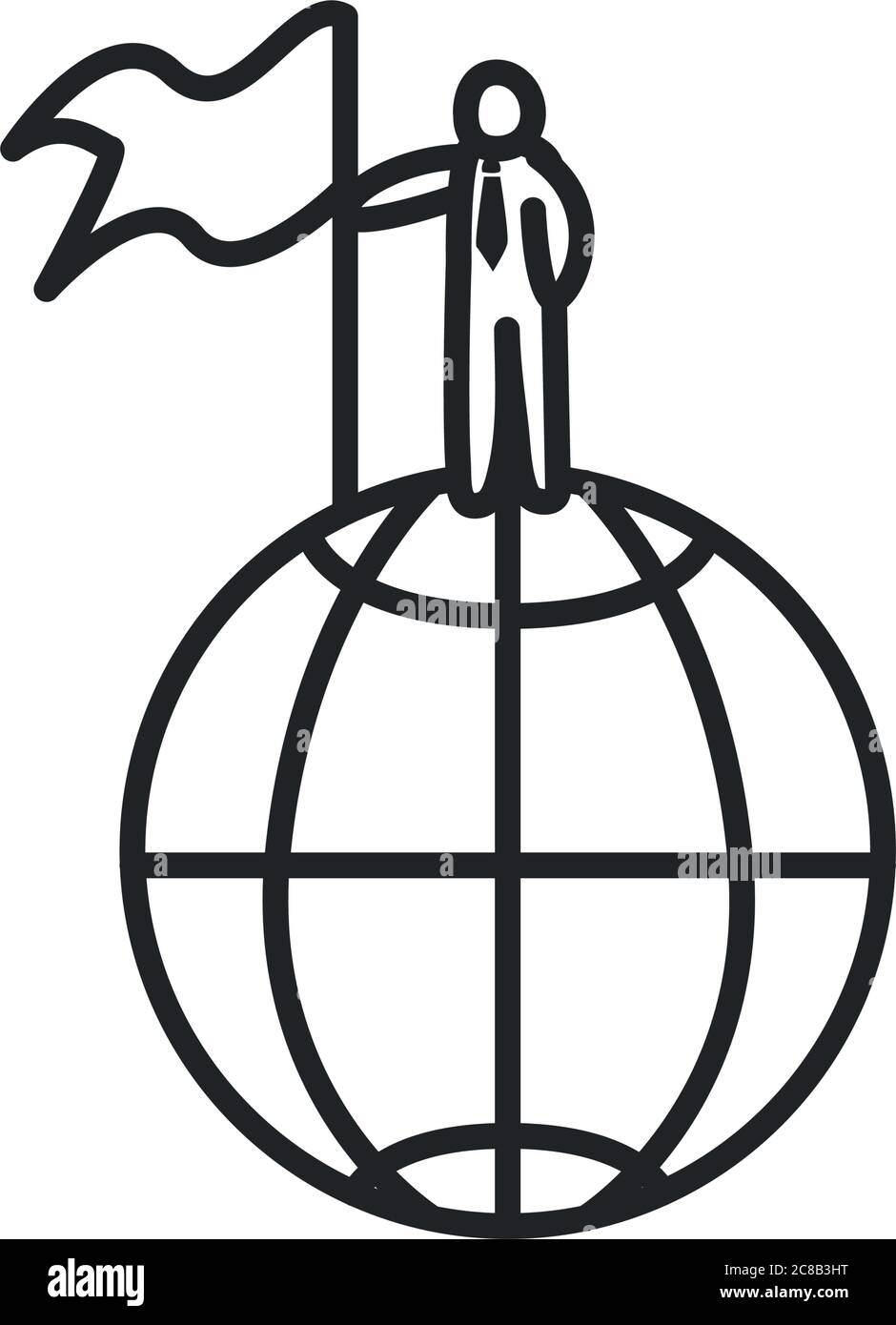 Businessman avatar on global sphere with flag line style icon design ...