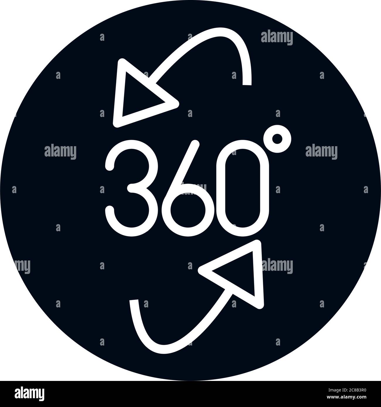 360 degree view virtual tour block and line style icon design vector ...