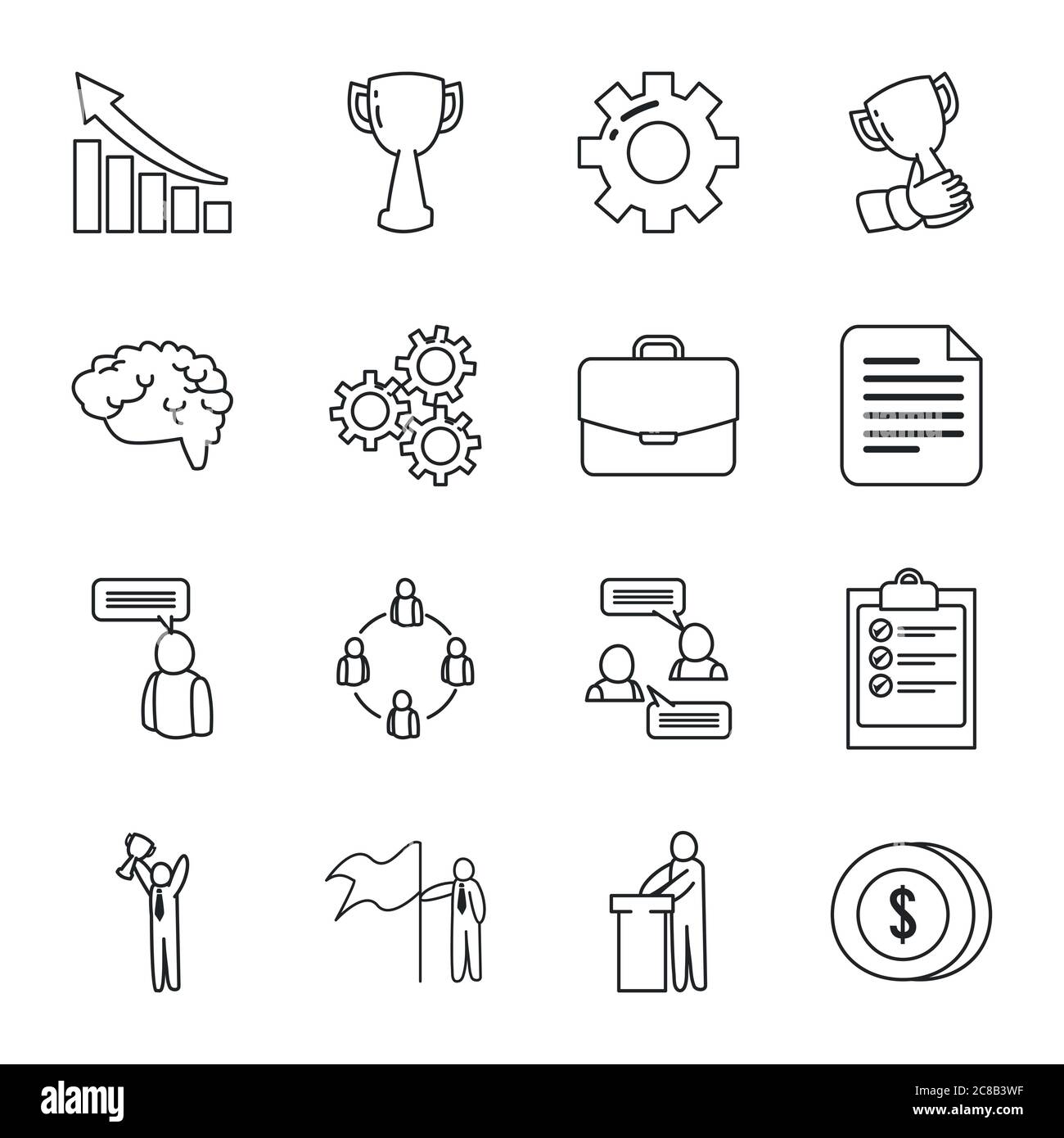 Business line style icon set design, Management financial corporate and ...
