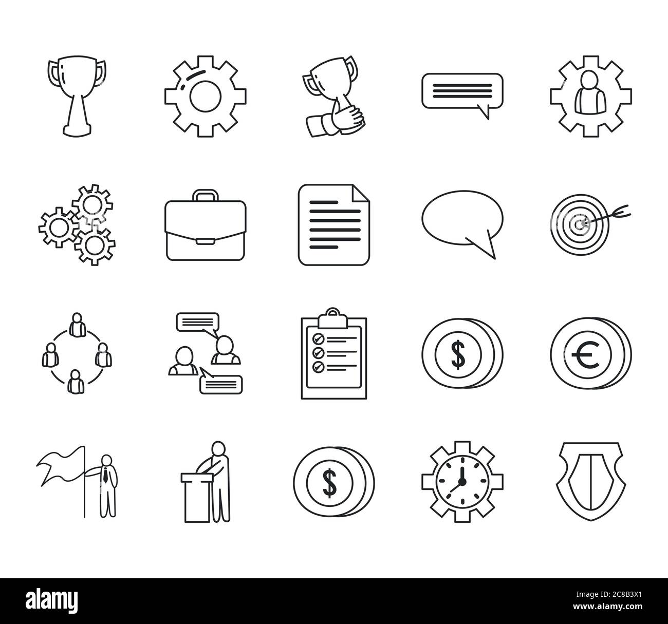 Business line style icon set design, Management financial corporate and ...