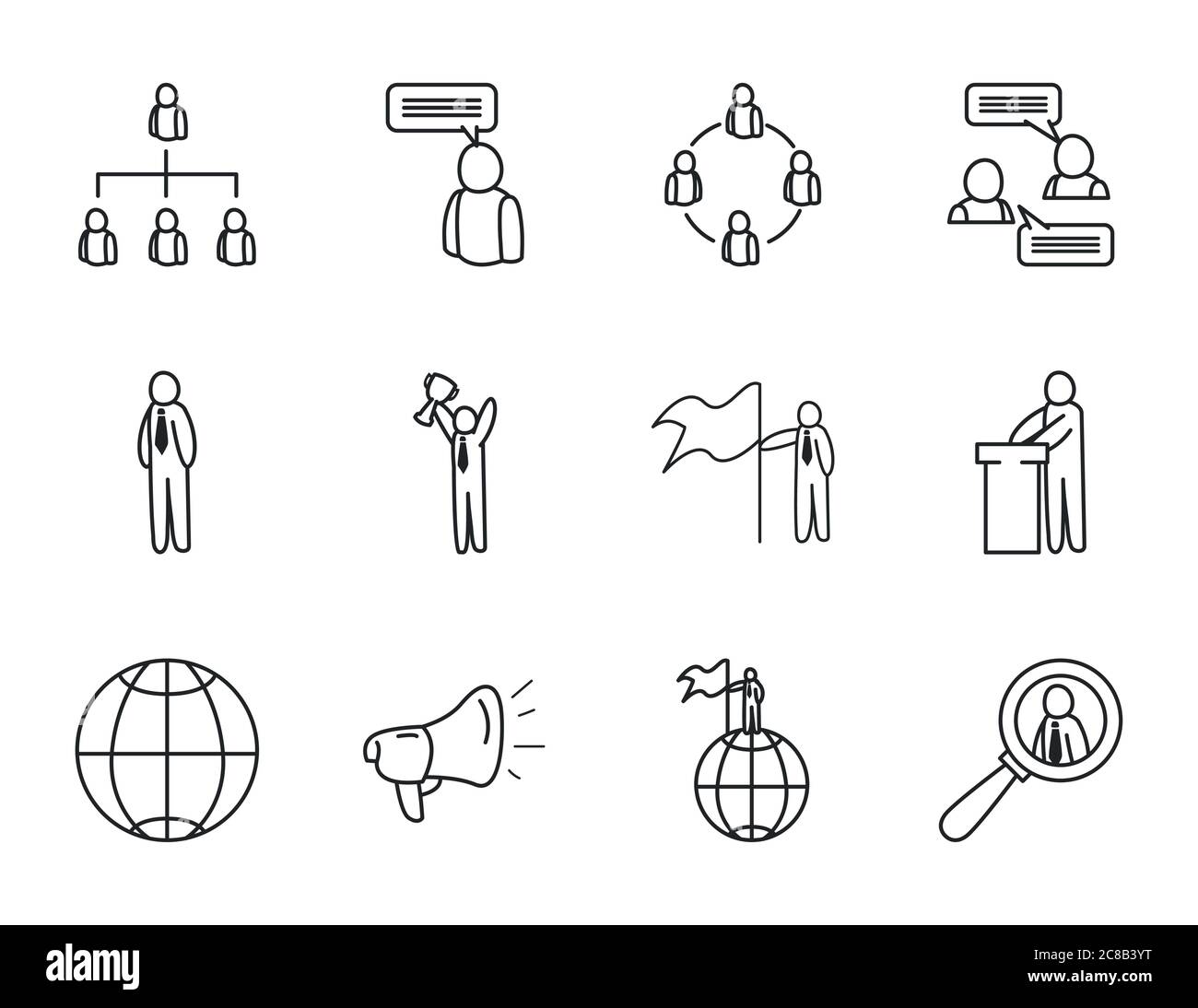 Business line style icon set design, Management financial corporate and ...